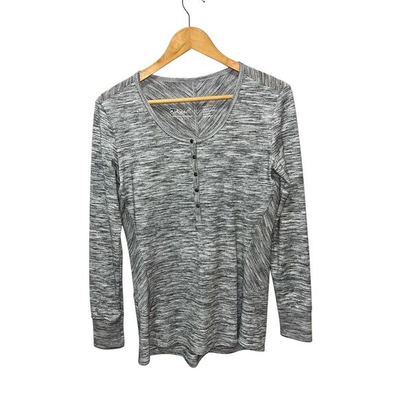 Kuhl Svenna Women's Long Sleeve Spacedye Henley Shirt Size Small Gray Buttoned - Picture 1 of 6